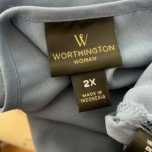 Worthington Distressed Wash Lace Trim Tank Top sz 2X - Picture 8 of 9